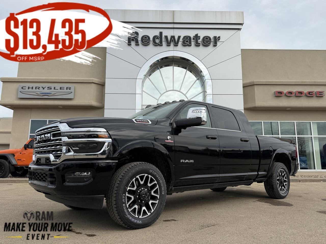 2026 Ram 3500 Limited Longhorn Mega Cab 4x4 | Bison Brown Filigree Leather | NAV | 5th Wheel | Power Steps