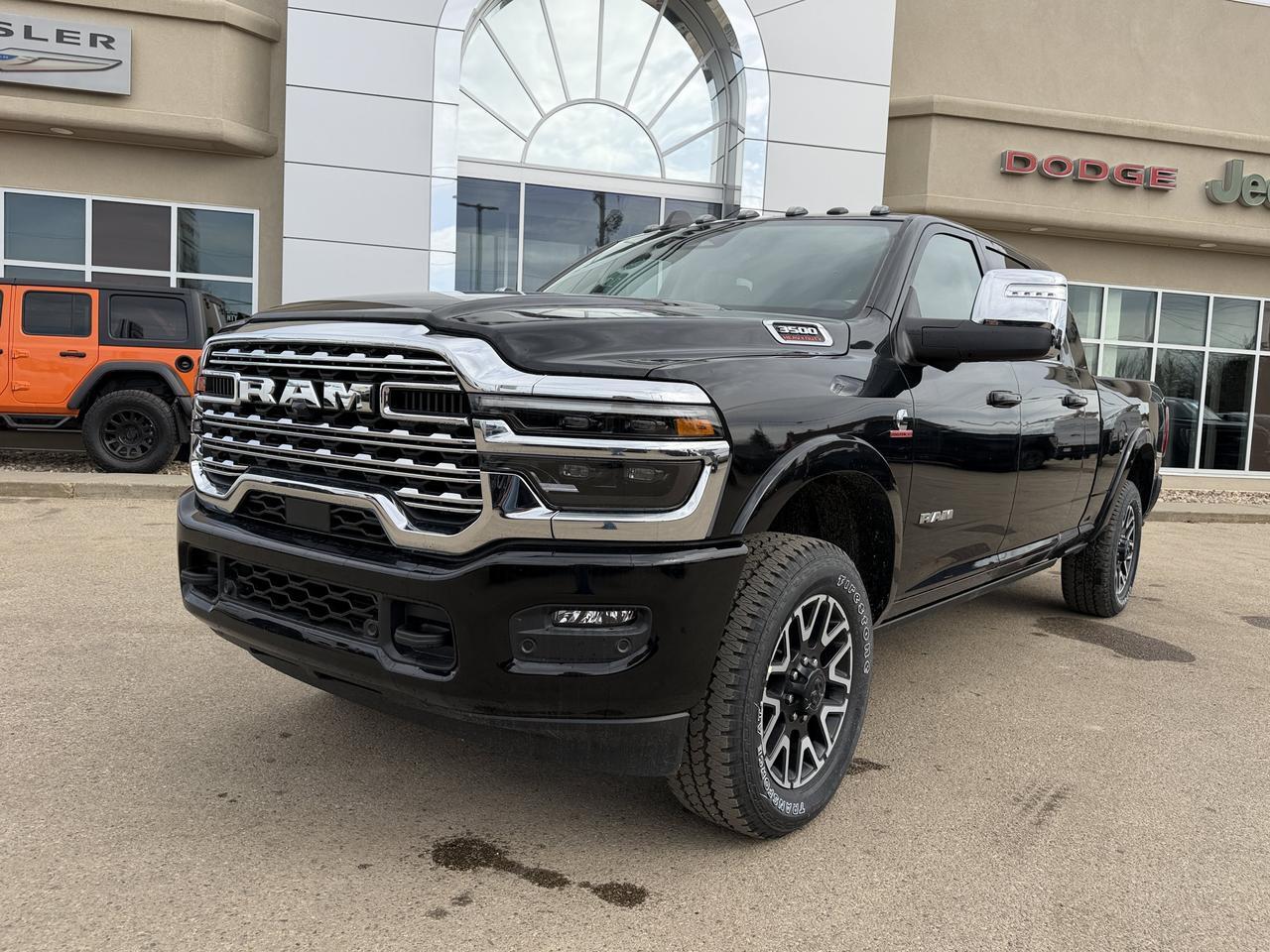 2026 Ram 3500 Limited Longhorn Mega Cab 4x4 | Bison Brown Filigree Leather | NAV | 5th Wheel | Power Steps Redwater AB
