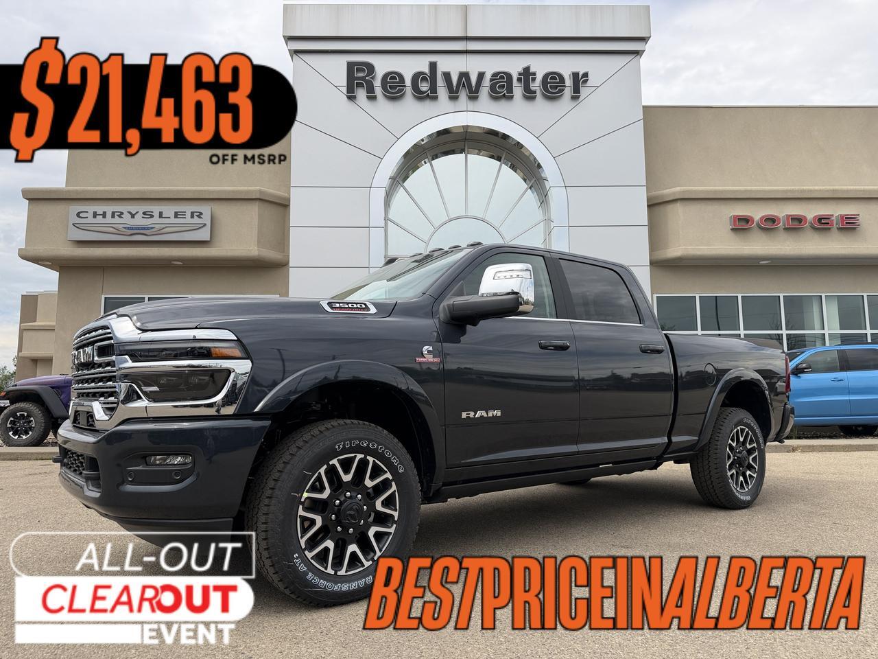 2026 Ram 3500 Longhorn Crew Cab 4x4 | Cummins Diesel | Mountain Brown Bison Interior | Forged Blue