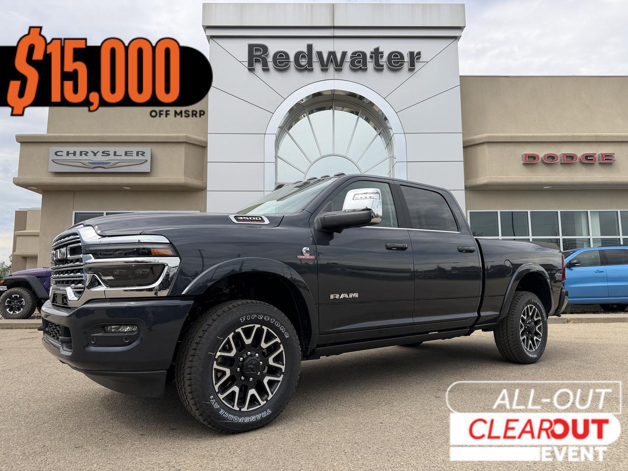 2026 Ram 3500 Longhorn Crew Cab 4x4 | Cummins Diesel | Mountain Brown Bison Interior | Forged Blue