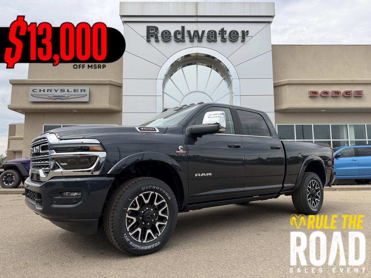 2026 Ram 3500 Longhorn Crew Cab 4x4 | Cummins Diesel | Mountain Brown Bison Interior | Forged Blue