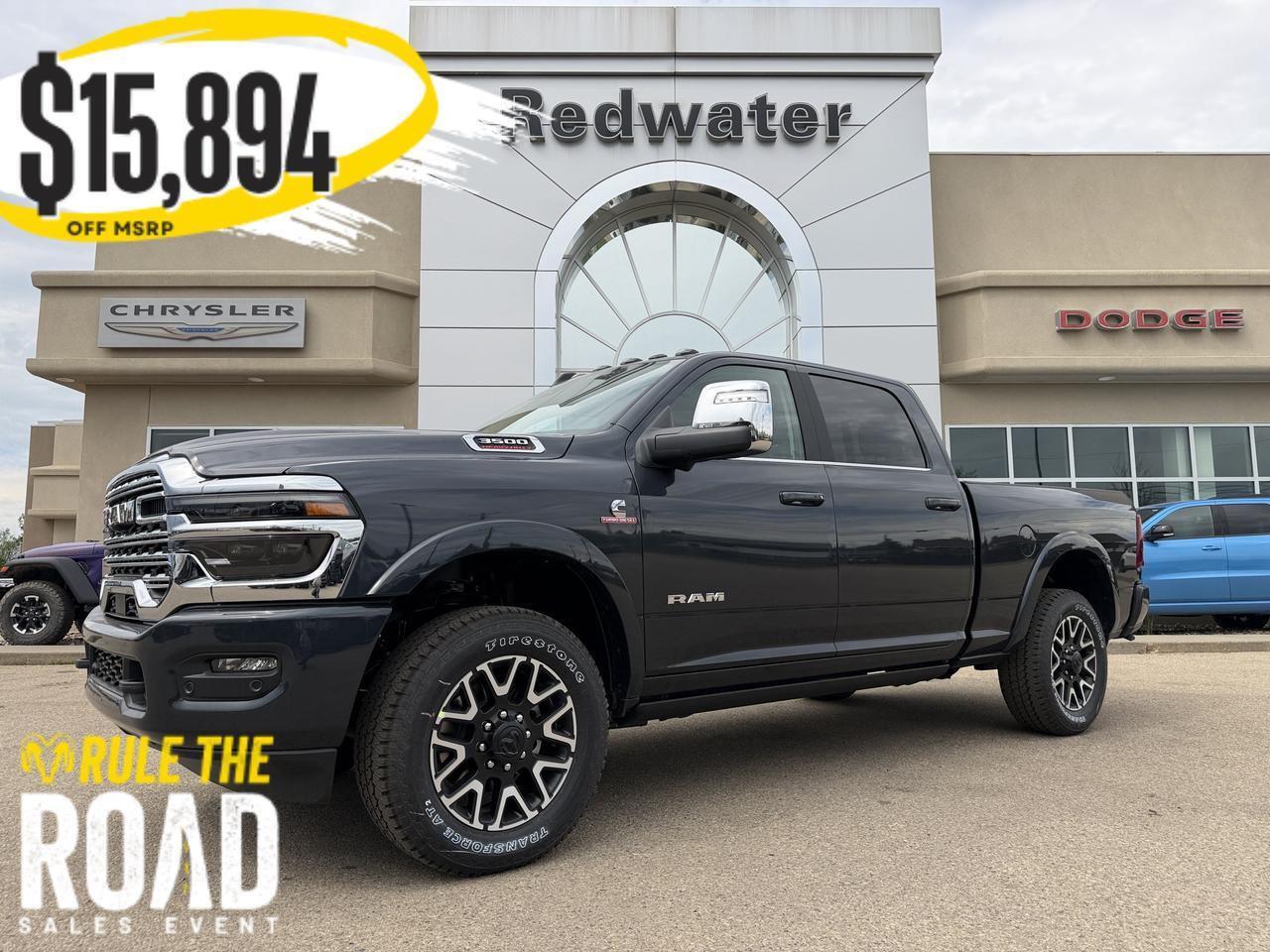 2026 Ram 3500 Longhorn Crew Cab 4x4 | Cummins Diesel | Mountain Brown Bison Interior | Forged Blue