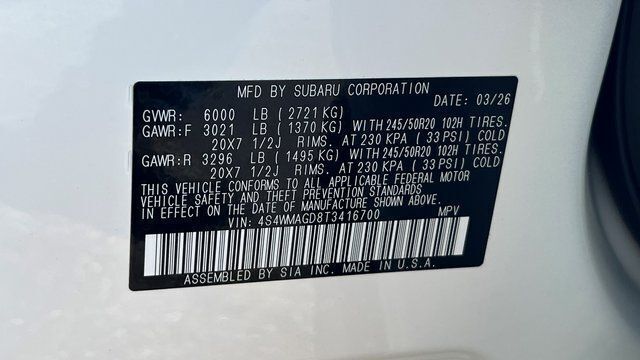 2026 Subaru ASCENT Limited 7-Passenger Fredericksburg VA