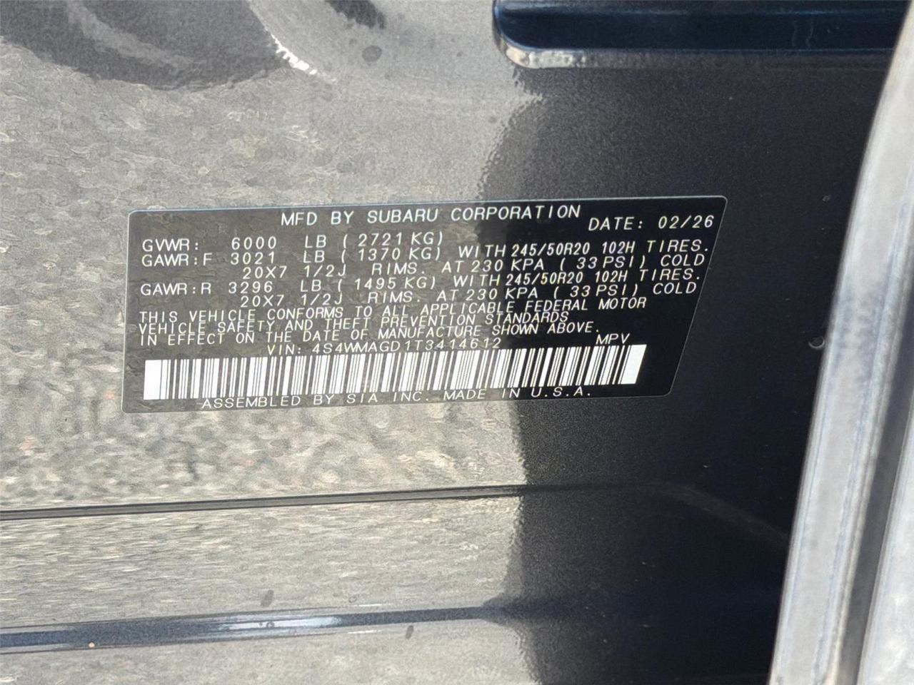 2026 Subaru Ascent Limited Hagerstown MD