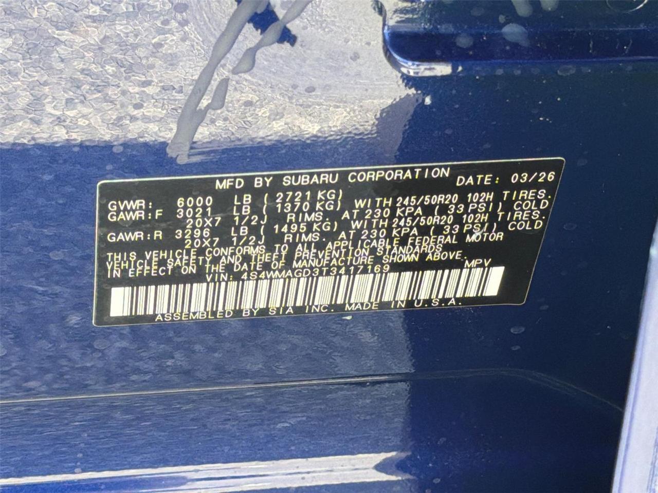 2026 Subaru Ascent Limited Hagerstown MD