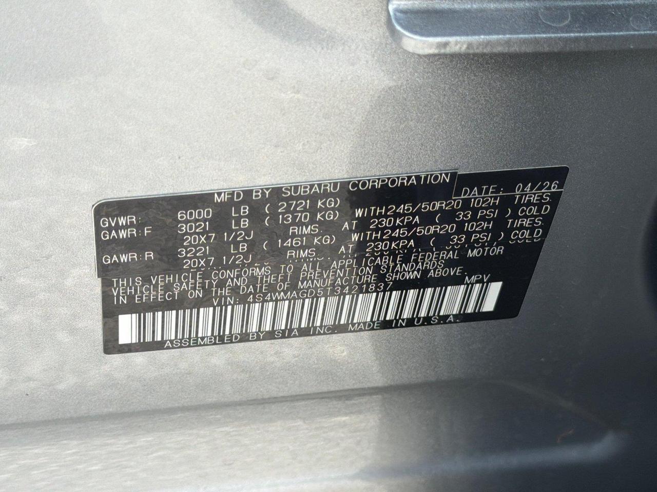 2026 Subaru Ascent Limited Hagerstown MD