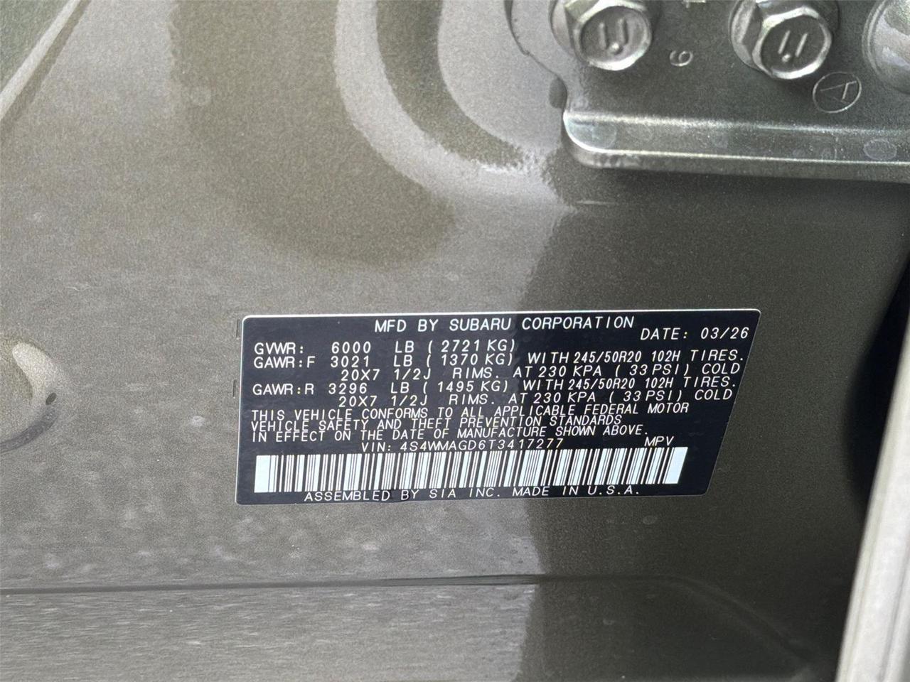 2026 Subaru Ascent Limited Hagerstown MD