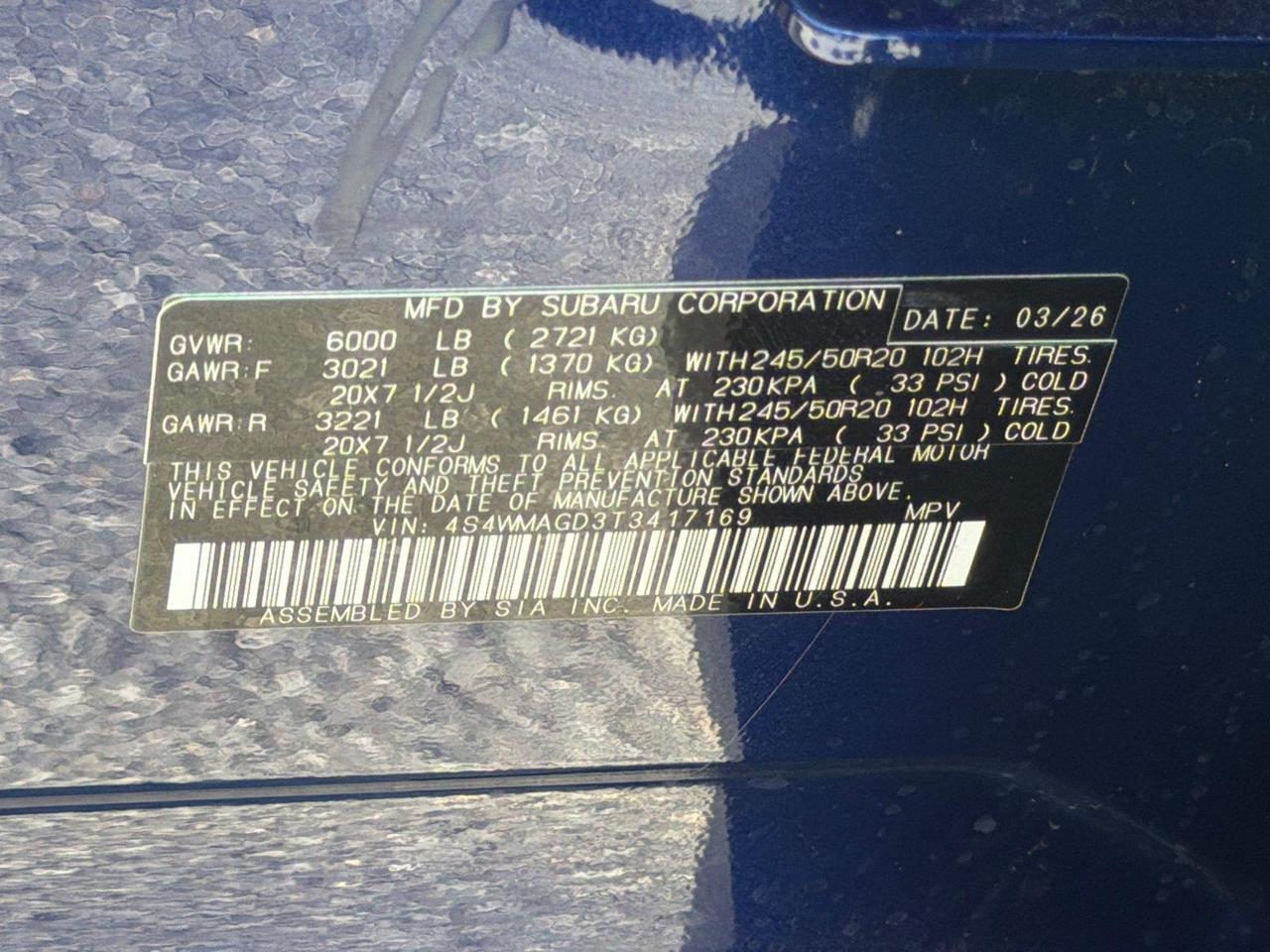 2026 Subaru Ascent Limited Hagerstown MD