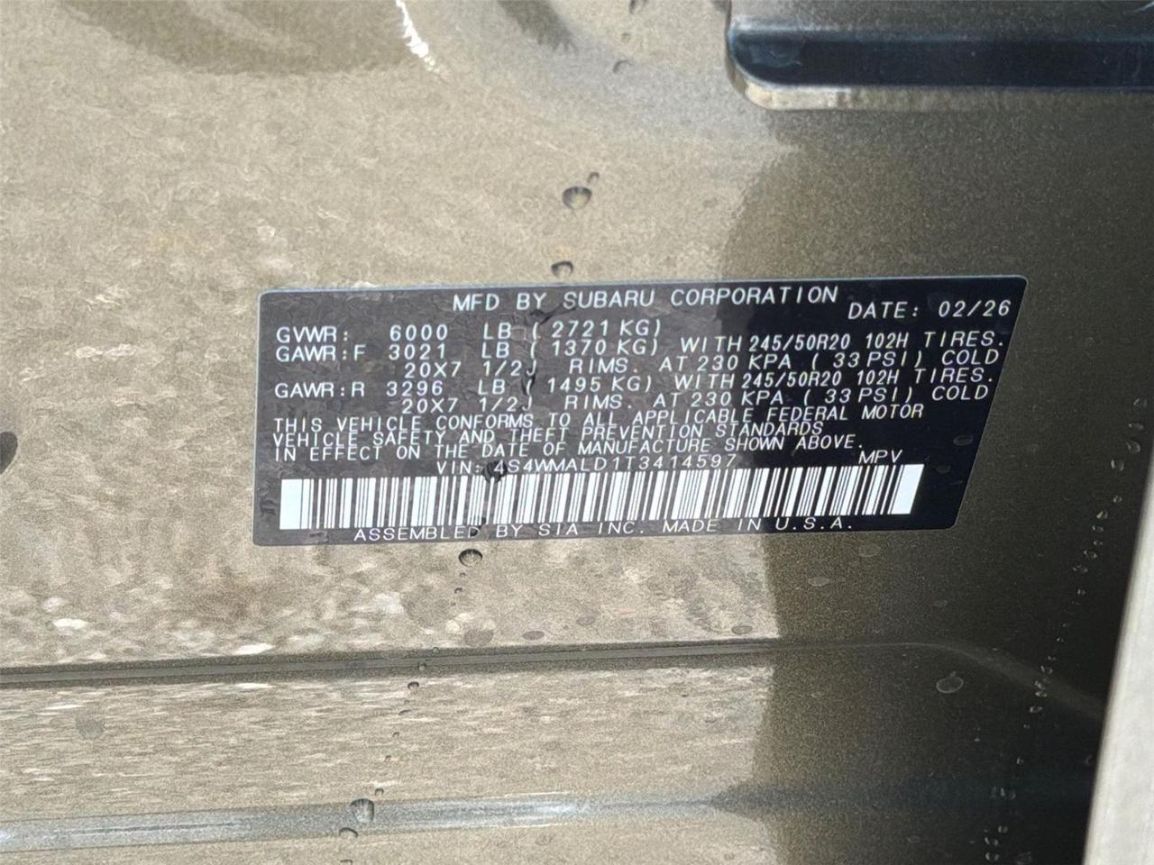 2026 Subaru Ascent Onyx Edition Touring Hagerstown MD