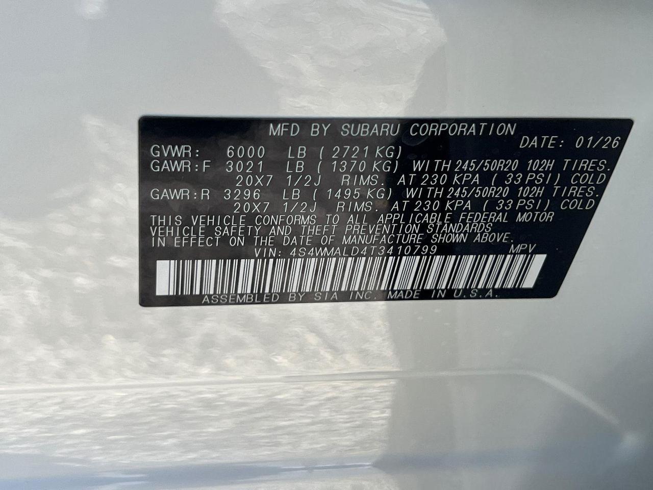 2026 Subaru Ascent Onyx Edition Touring Hagerstown MD