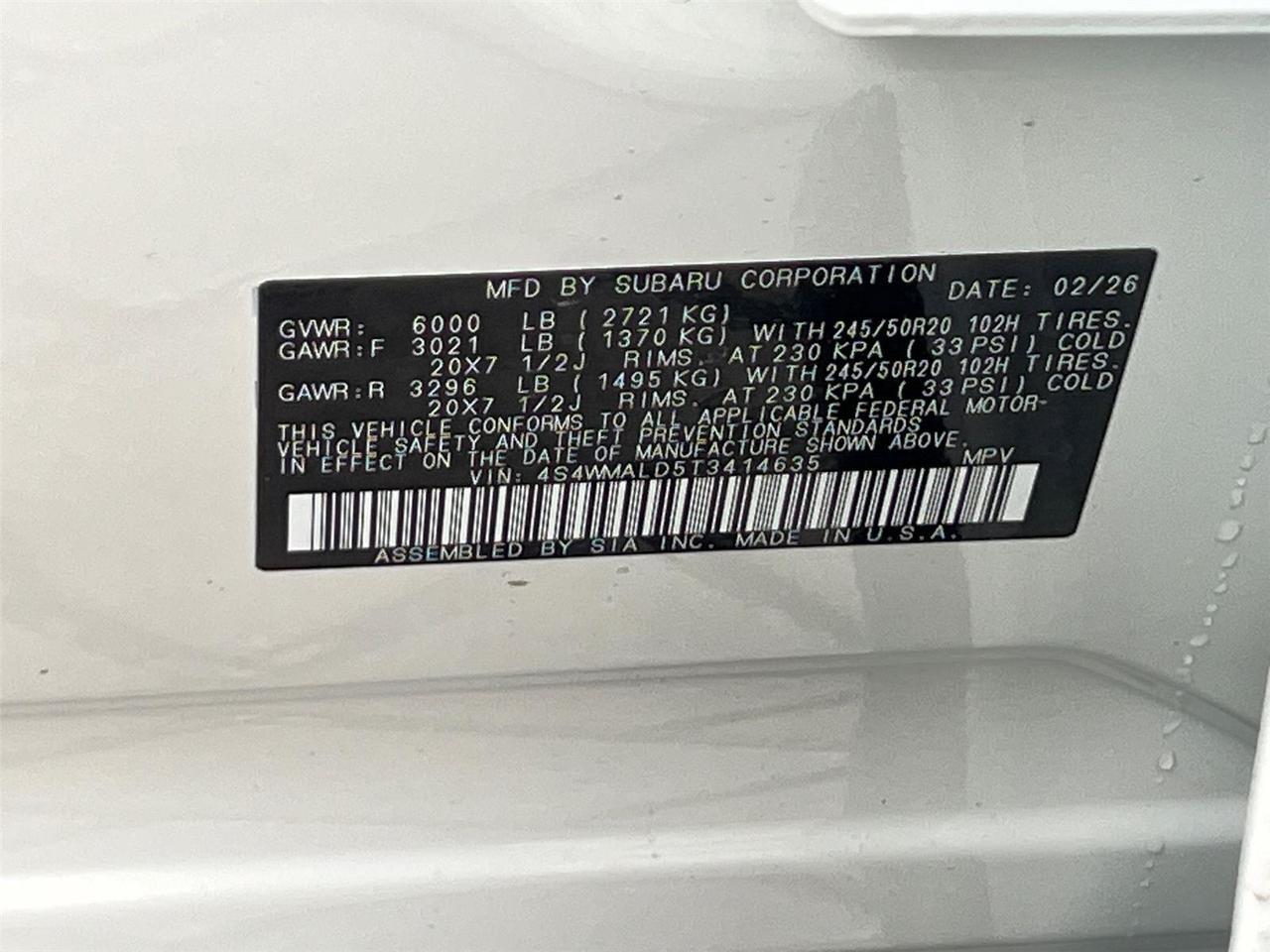 2026 Subaru Ascent Onyx Edition Touring Hagerstown MD