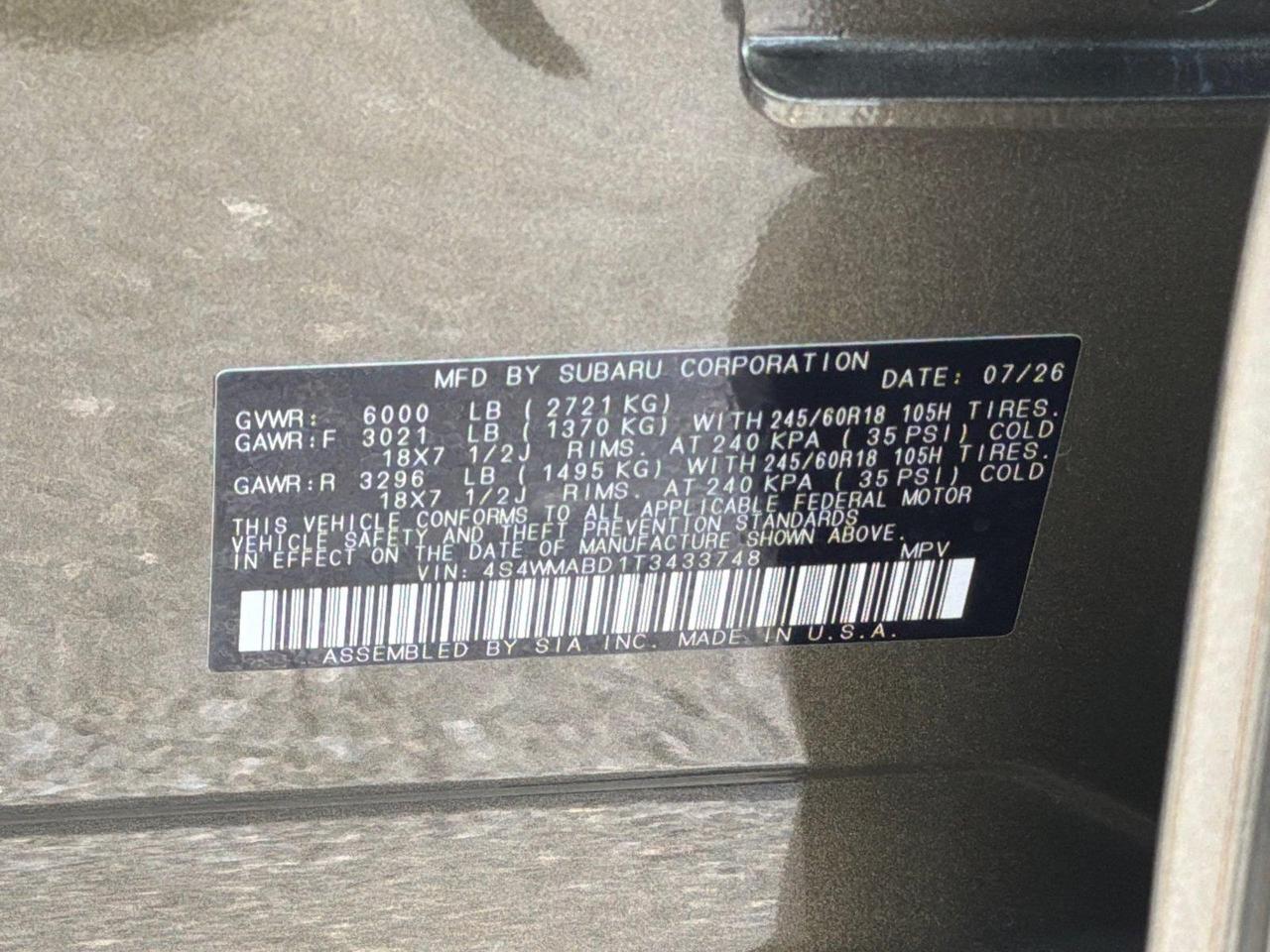 2026 Subaru Ascent Premium Hagerstown MD