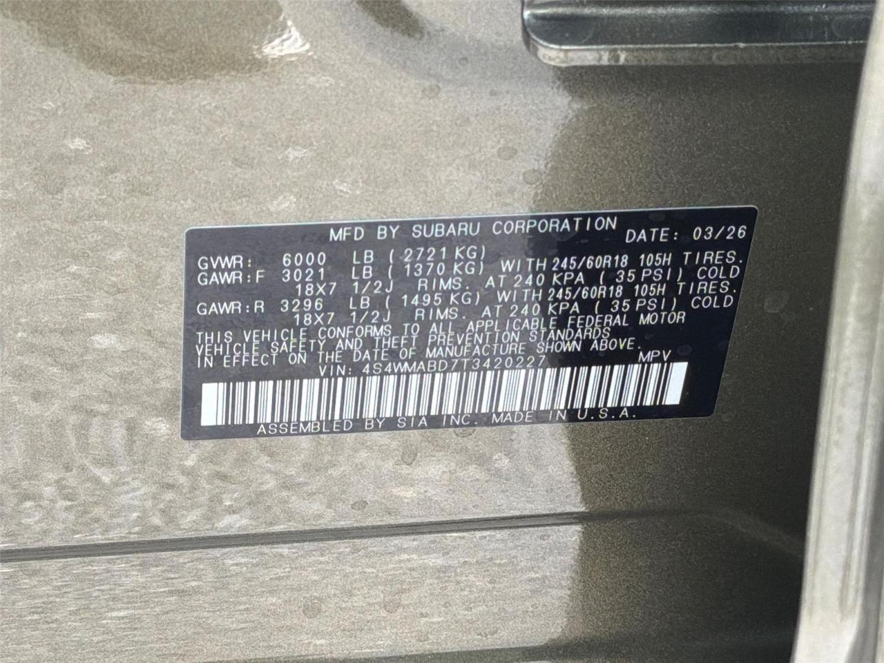 2026 Subaru Ascent Premium Hagerstown MD