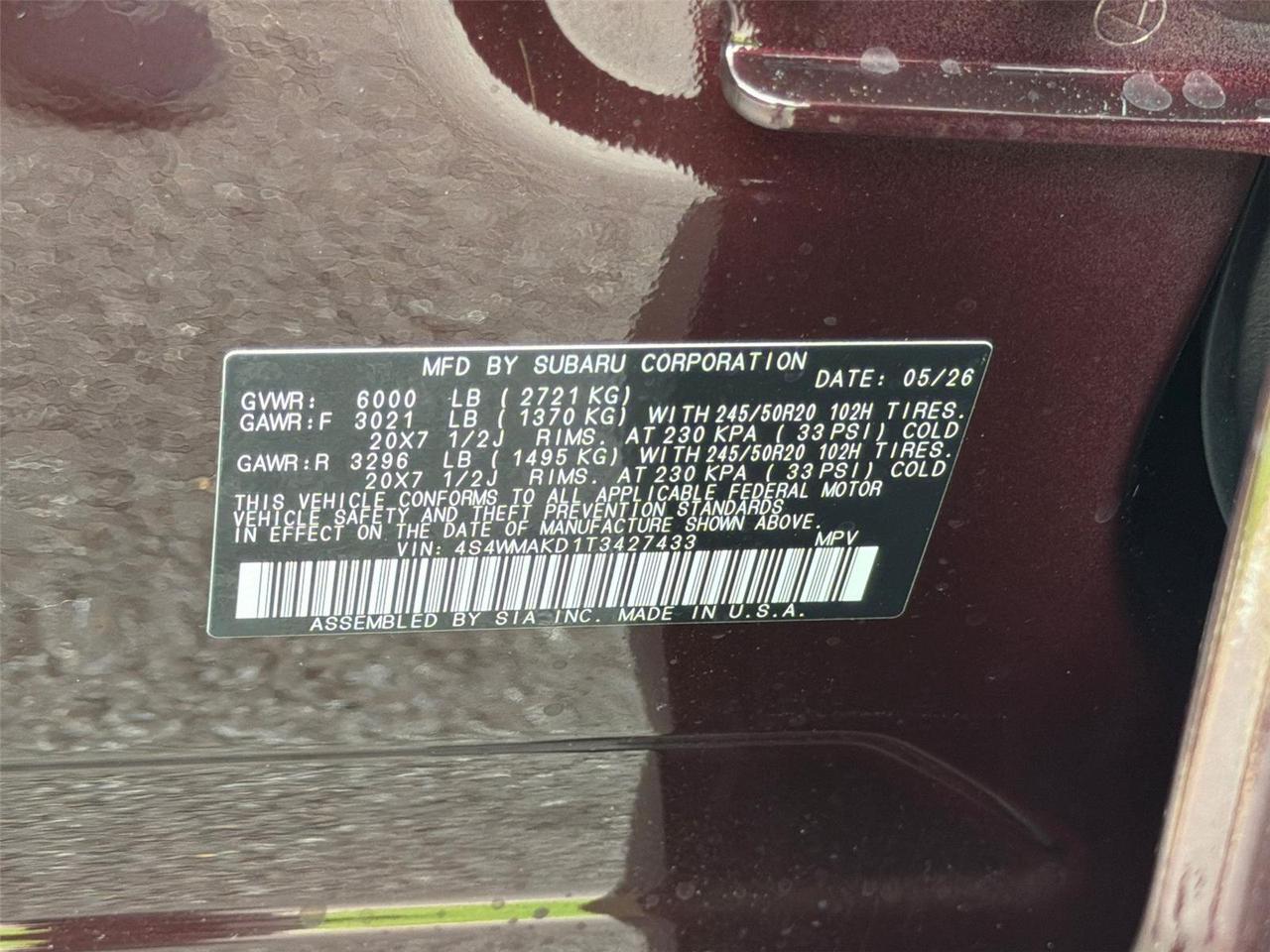 2026 Subaru Ascent Touring Hagerstown MD