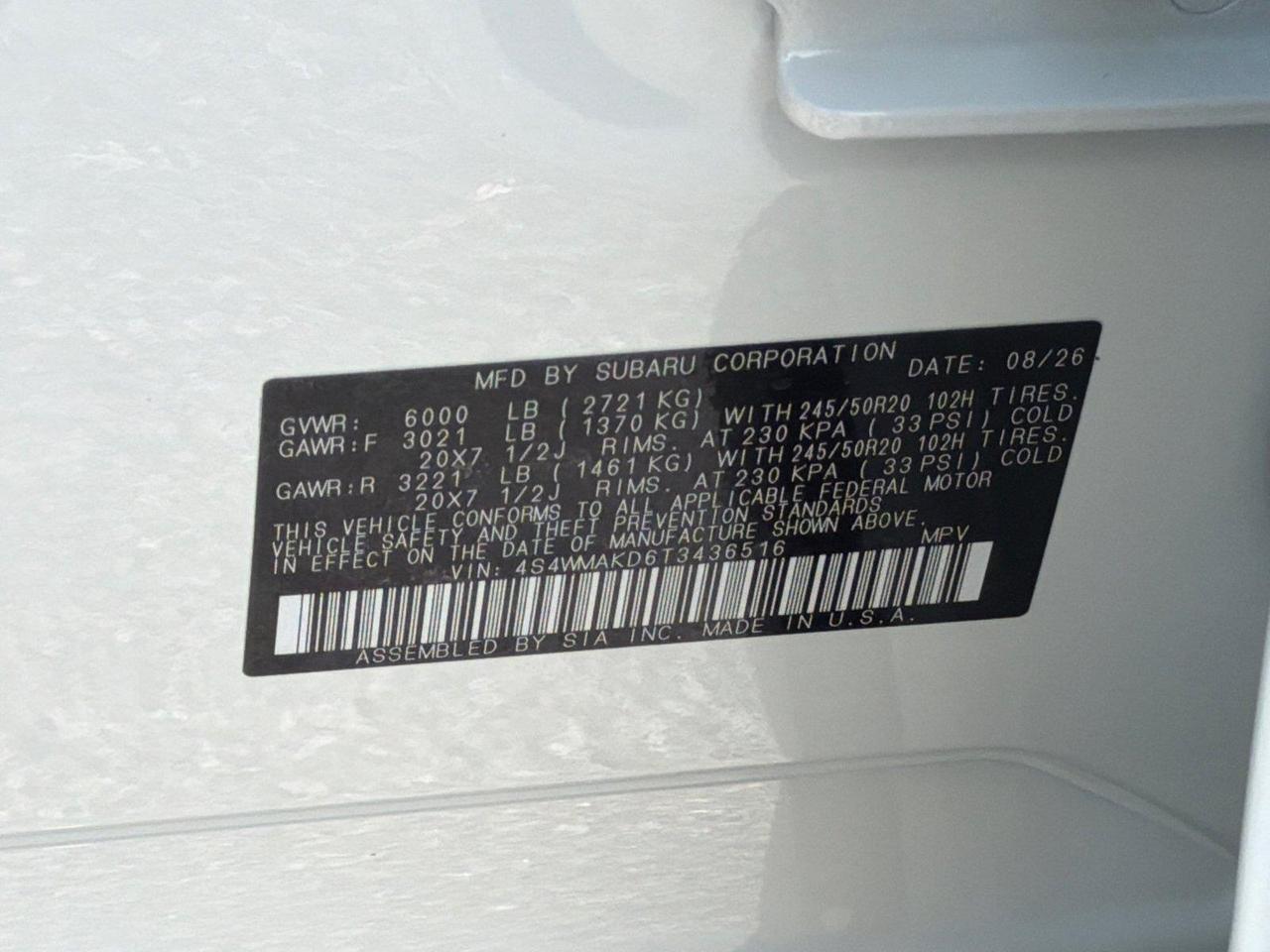 2026 Subaru Ascent Touring Hagerstown MD