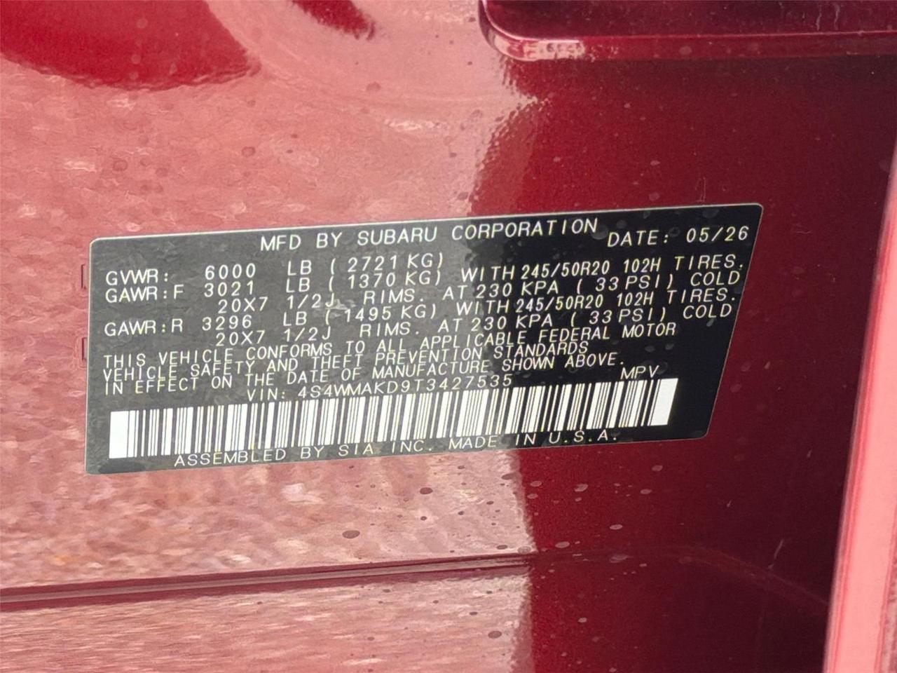 2026 Subaru Ascent Touring Hagerstown MD