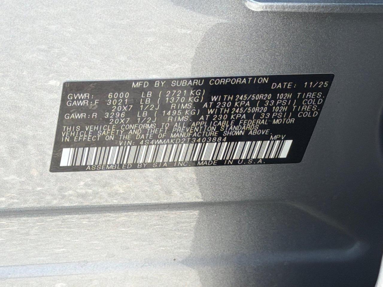 2026 Subaru Ascent Touring Hagerstown MD