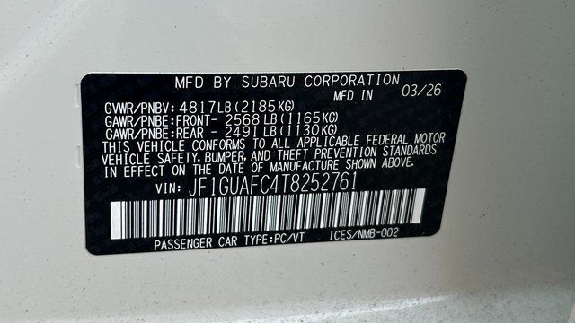 2026 Subaru IMPREZA Sport Fredericksburg VA