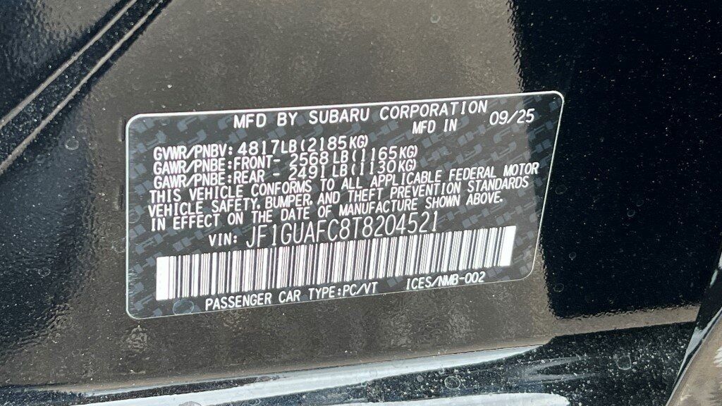 2026 Subaru IMPREZA Sport Fredericksburg VA