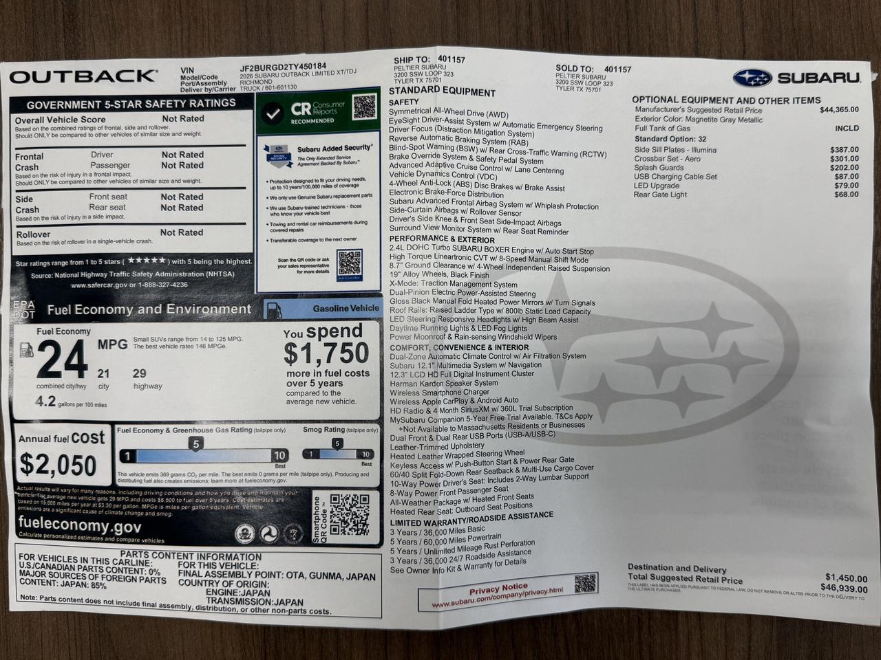 2026 Subaru Outback Limited XT Knoxville TN