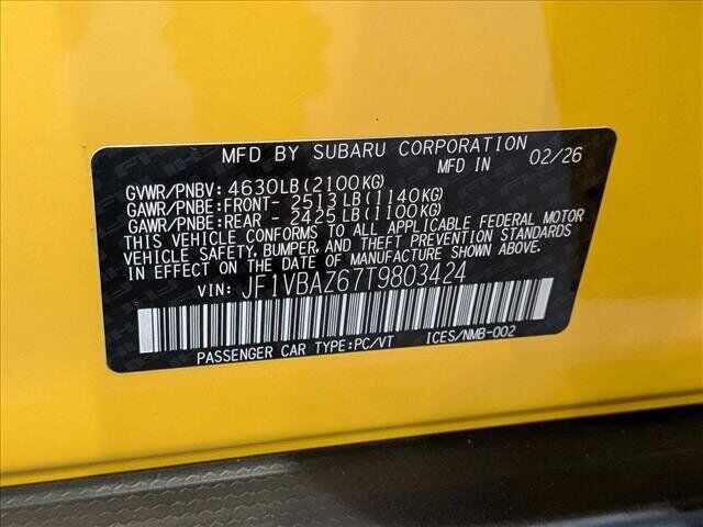 2026 Subaru WRX Series.Yellow Roseville CA