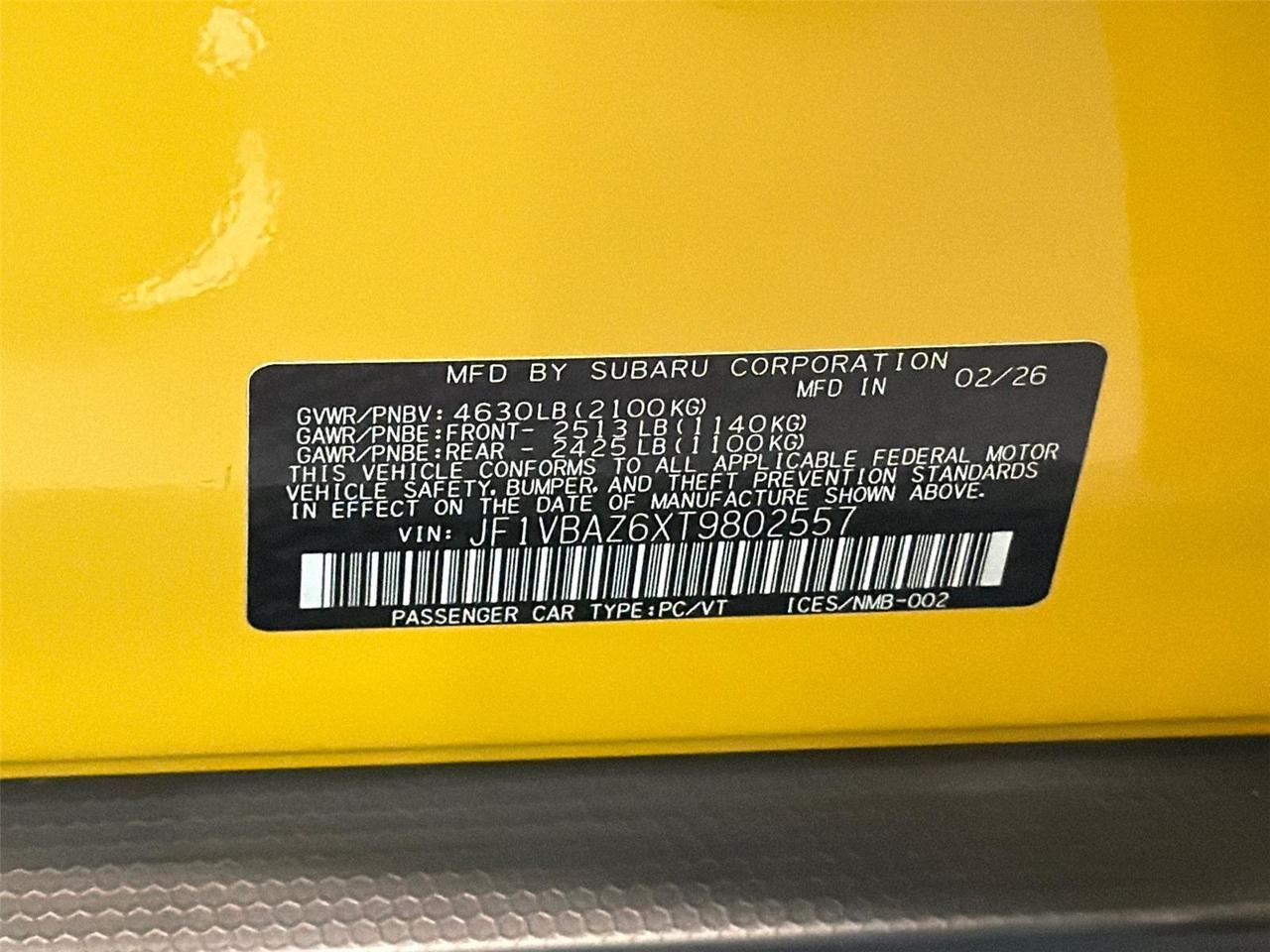 2026 Subaru WRX Series.Yellow Hagerstown MD