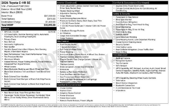 2026 Toyota C-HR SE Raleigh NC