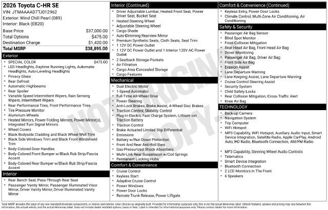 2026 Toyota C-HR SE Raleigh NC