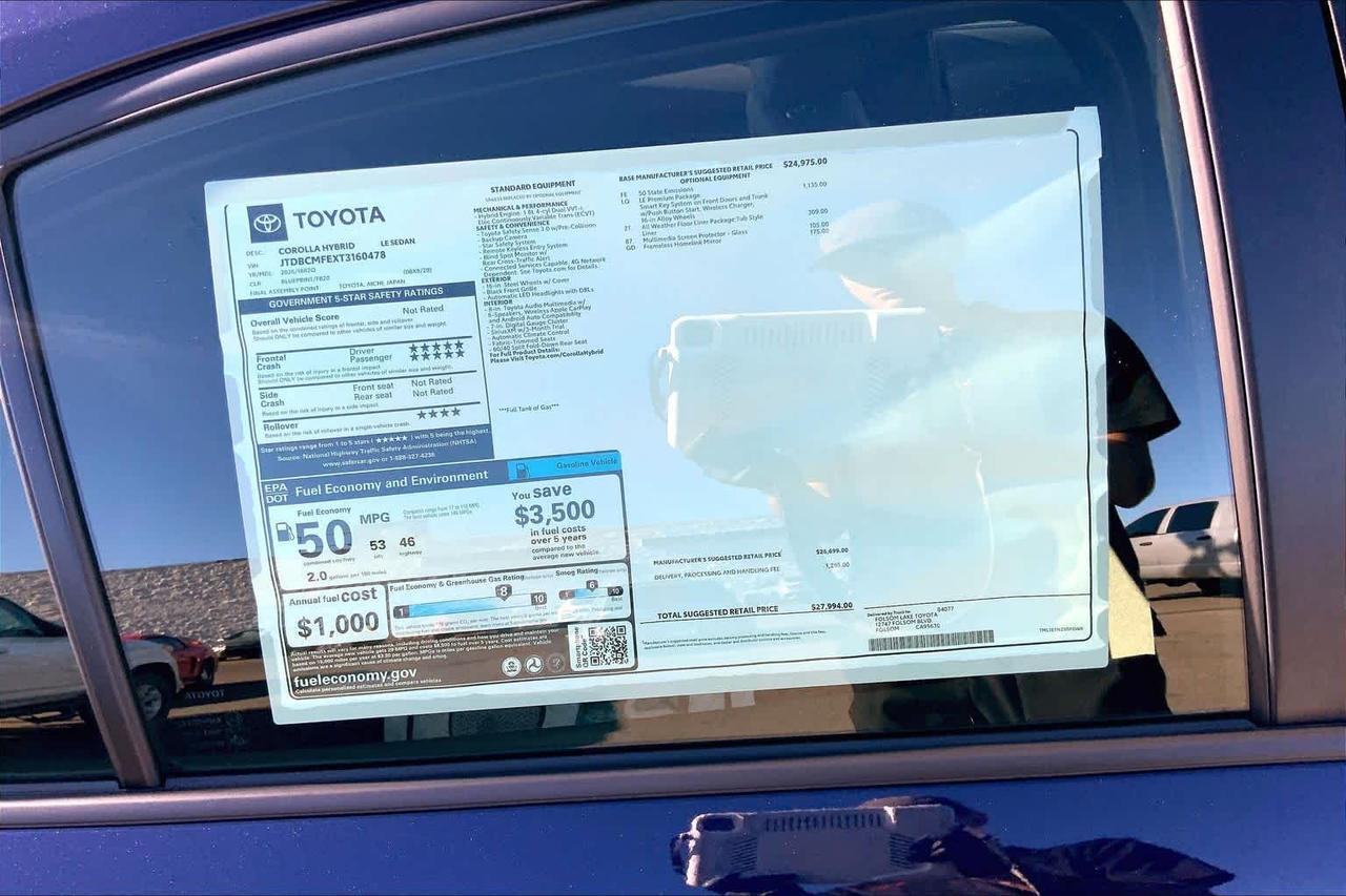 2026 Toyota Corolla Hybrid LE Folsom CA
