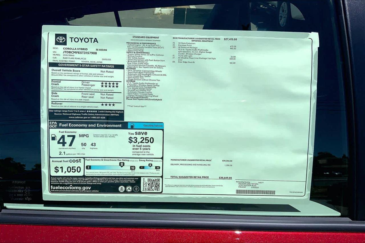 2026 Toyota Corolla Hybrid SE Folsom CA