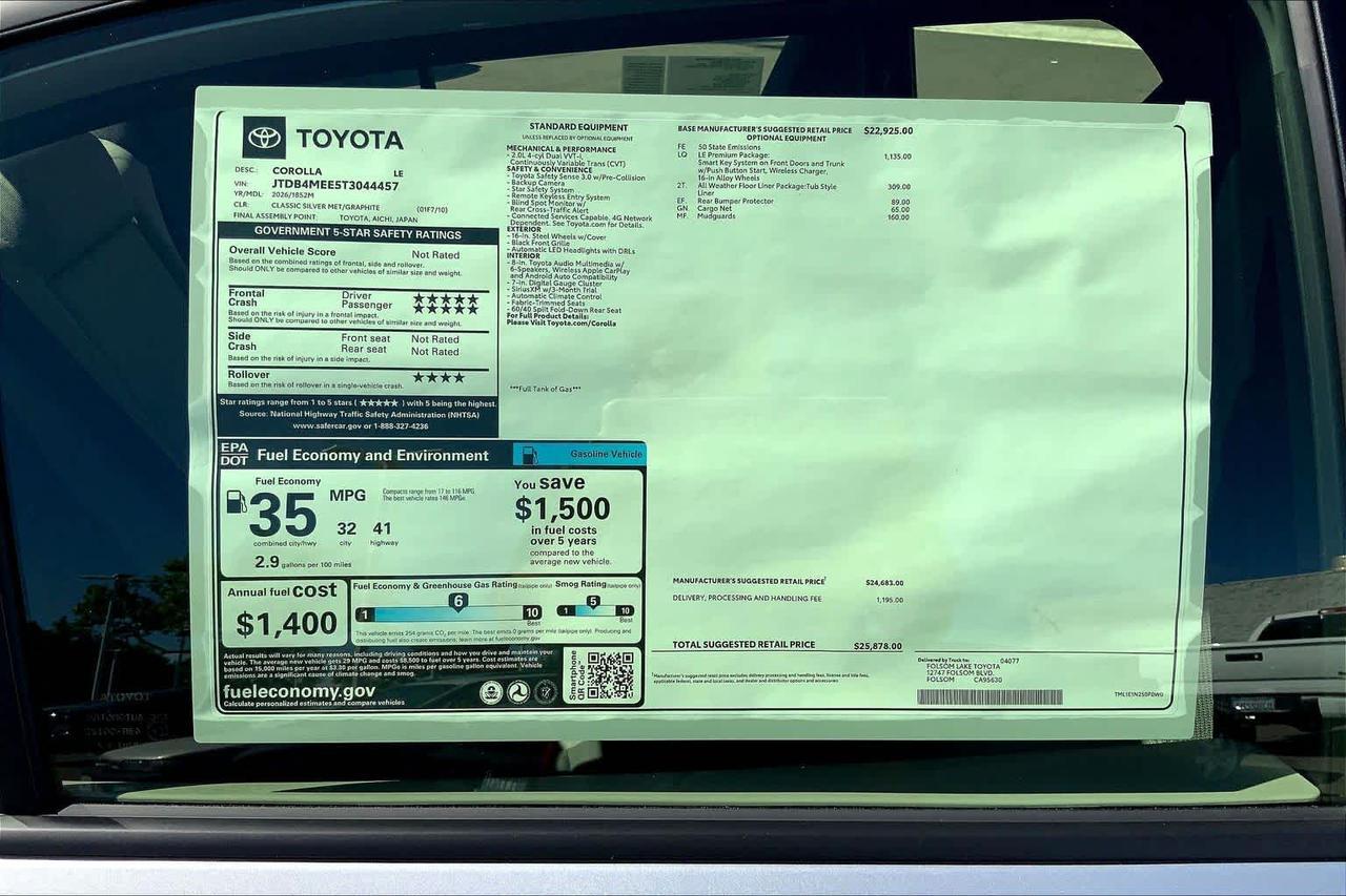 2026 Toyota Corolla LE Folsom CA