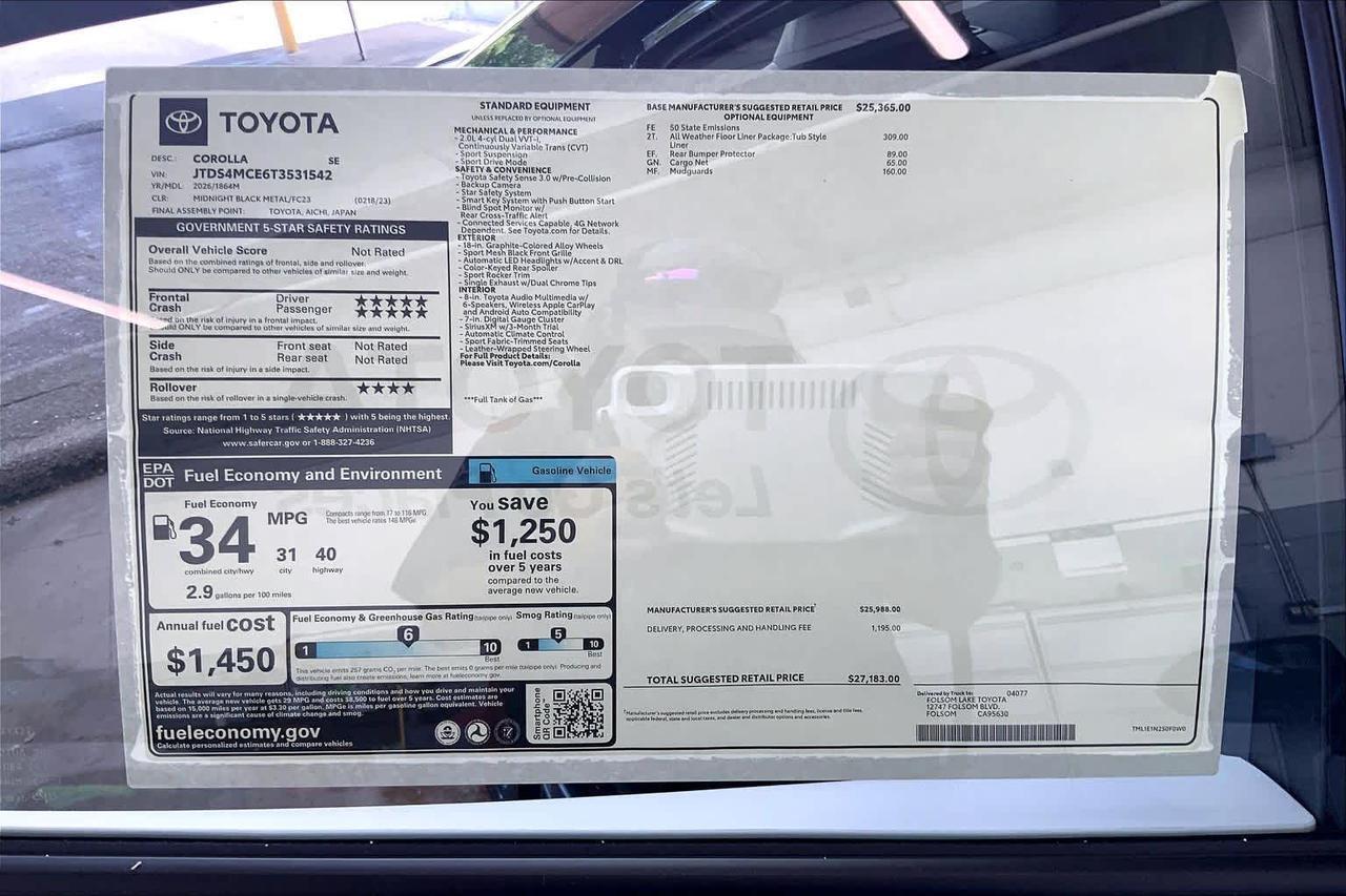 2026 Toyota Corolla SE Folsom CA