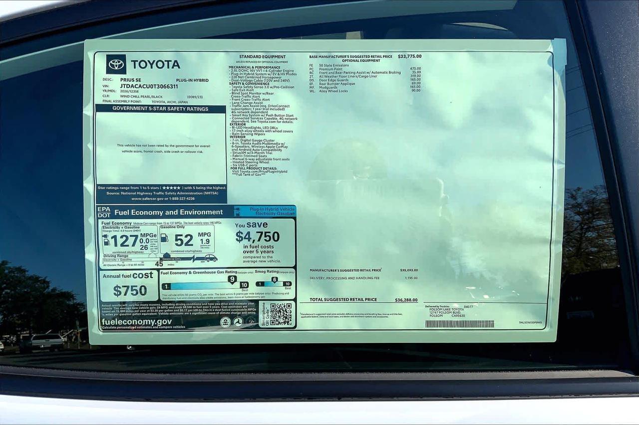 2026 Toyota Prius Plug-In Hybrid SE Folsom CA