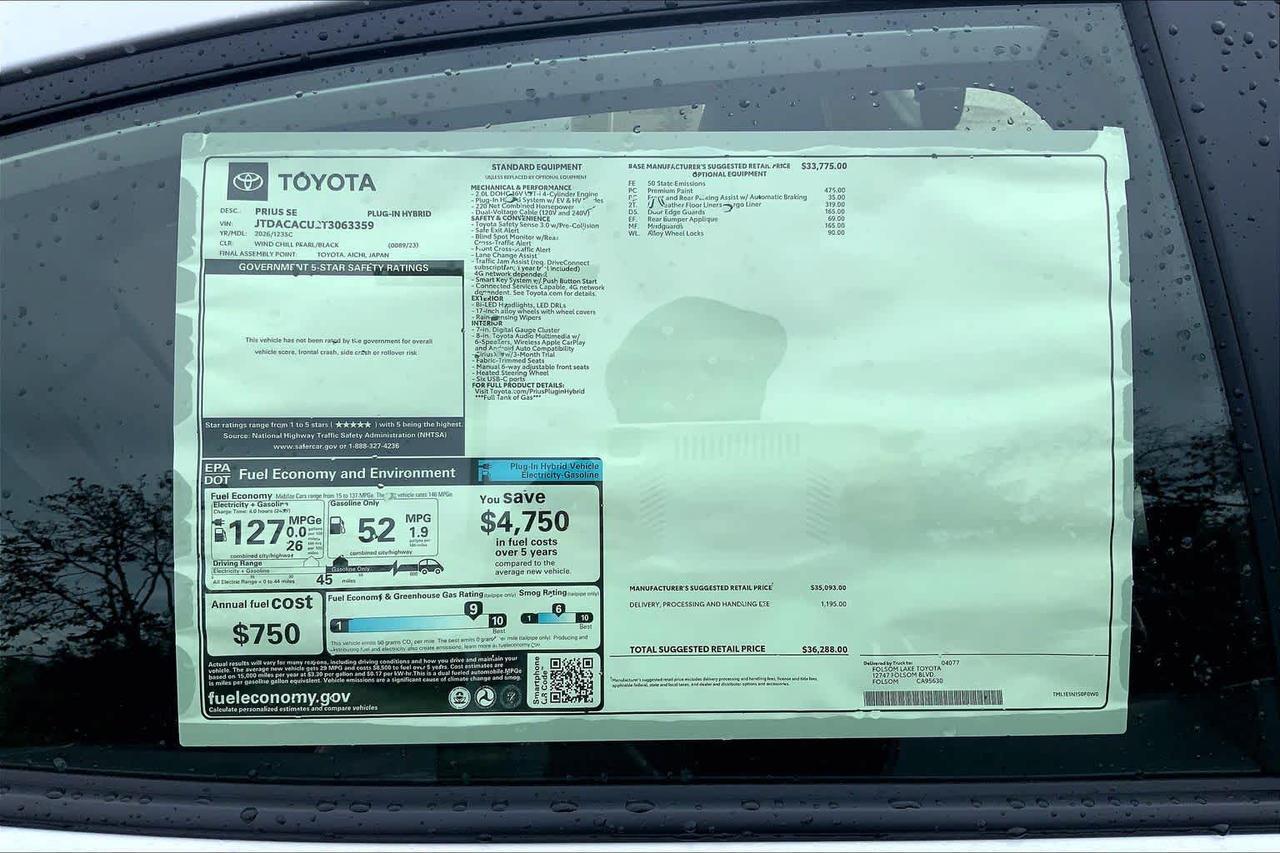 2026 Toyota Prius Plug-In Hybrid SE Folsom CA