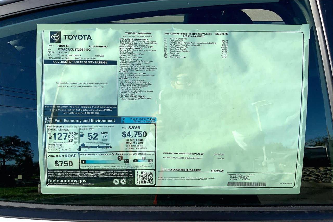 2026 Toyota Prius Plug-In Hybrid SE Folsom CA