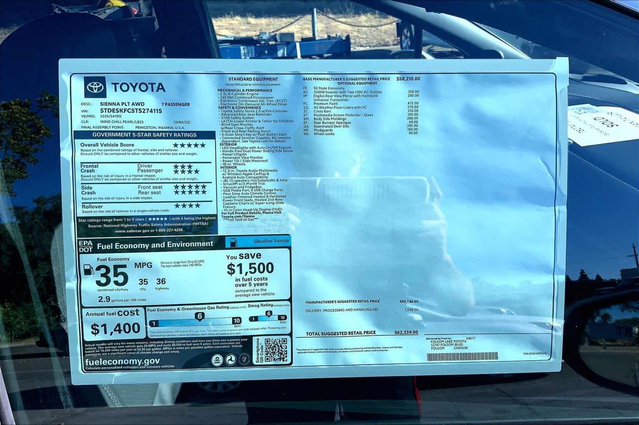 2026 Toyota Sienna Platinum Folsom CA