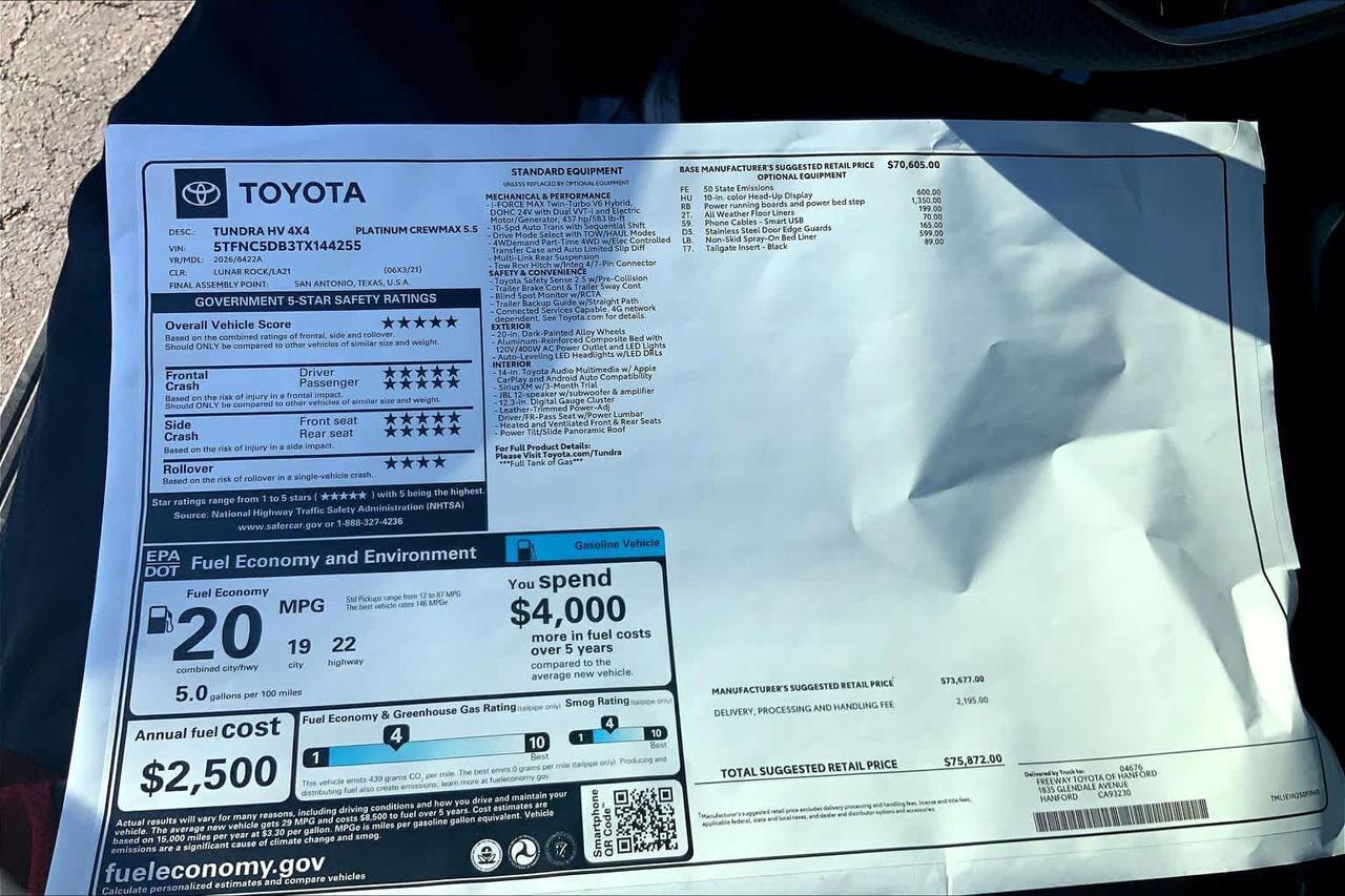 2026 Toyota Tundra Platinum Hybrid Folsom CA