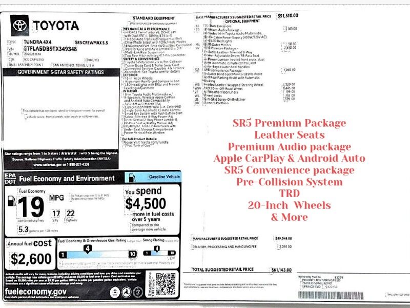 2026 Toyota Tundra SR5 CrewMax Cab 4WD w/ SR5 Premium Package