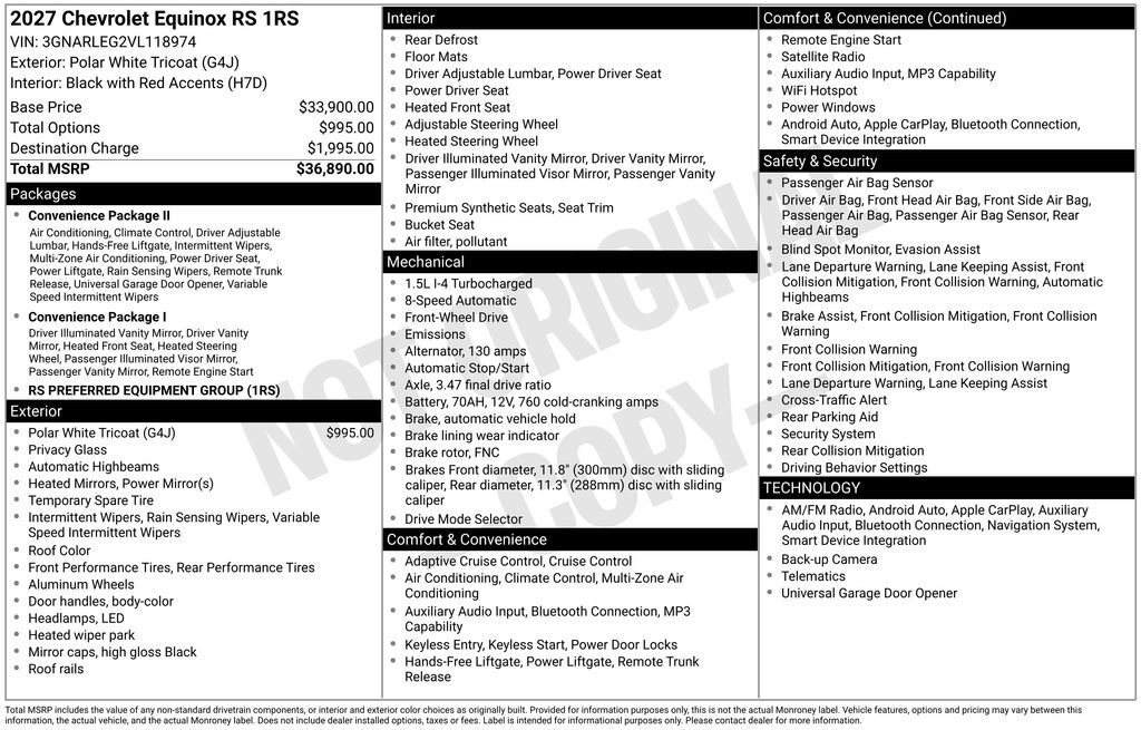 2027 Chevrolet Equinox RS Commerce GA