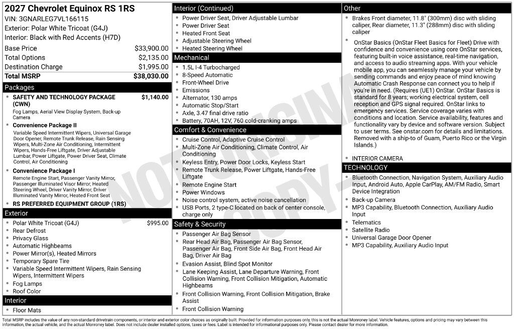 2027 Chevrolet Equinox RS Commerce GA