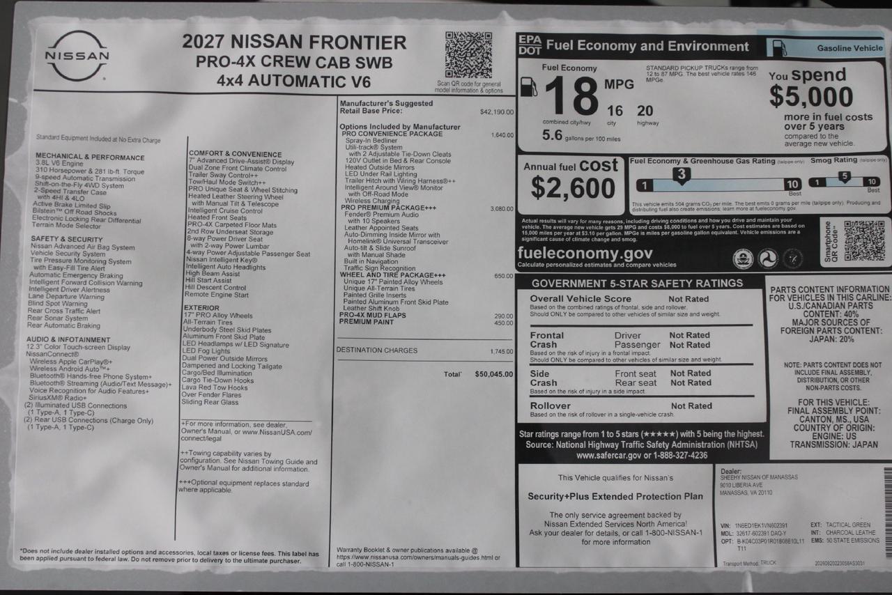 2027 Nissan Frontier PRO-4X R Manassas VA