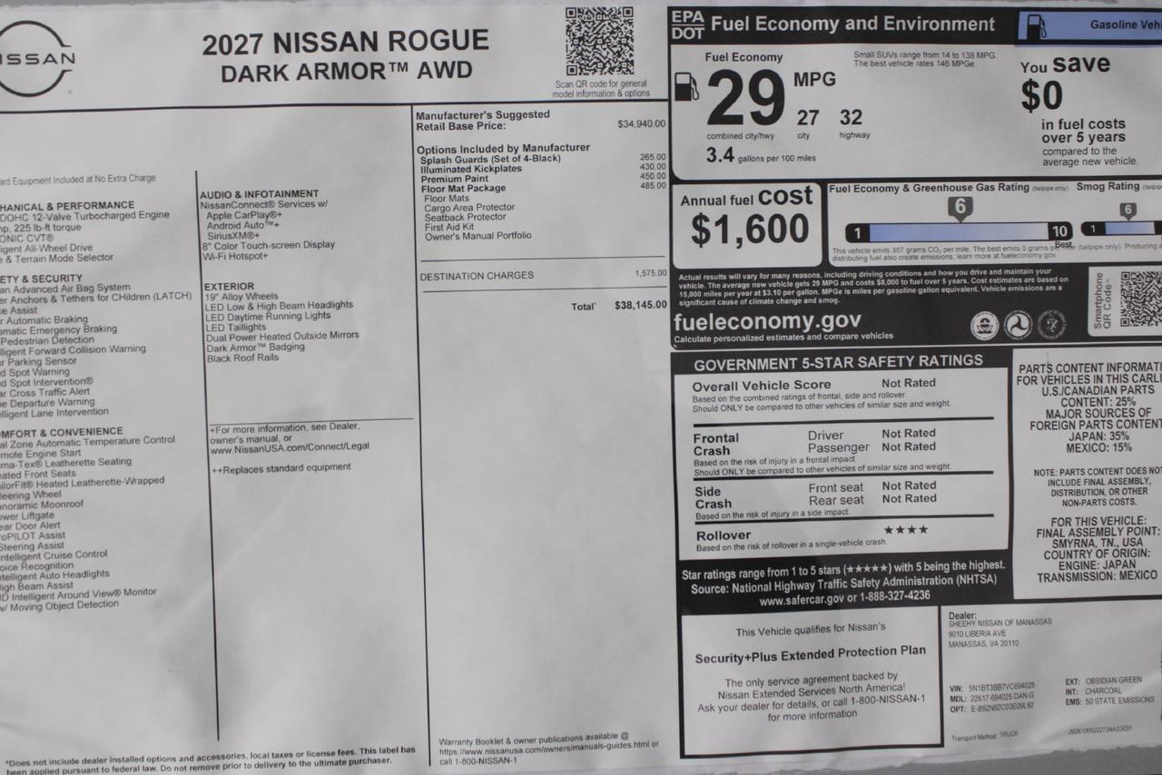 2027 Nissan Rogue Dark Armor Manassas VA