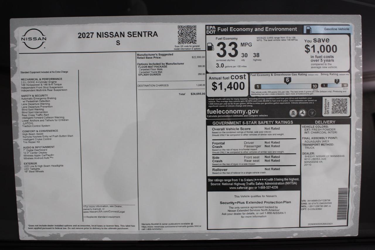 2027 Nissan Sentra S Manassas VA