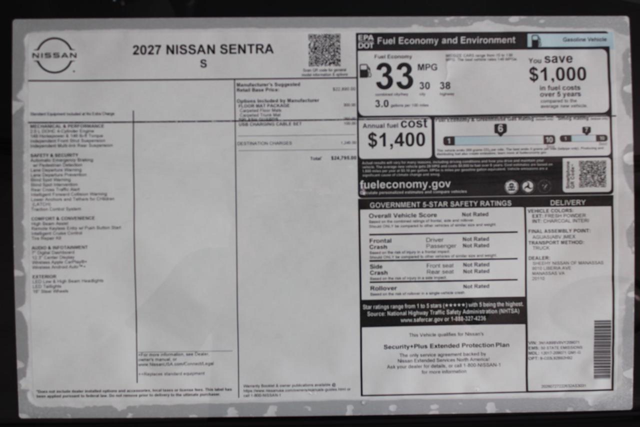 2027 Nissan Sentra S Manassas VA