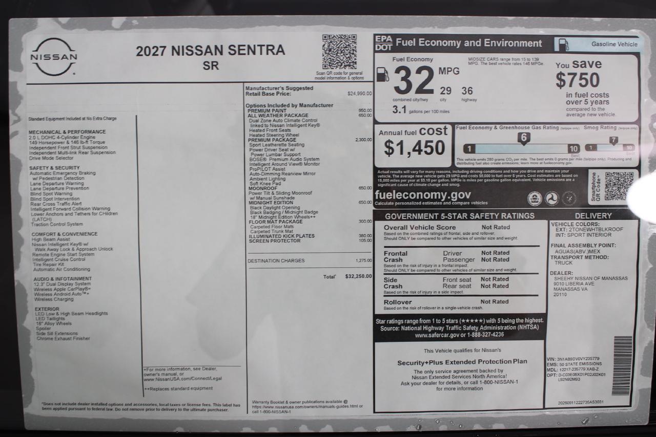 2027 Nissan Sentra SR Manassas VA