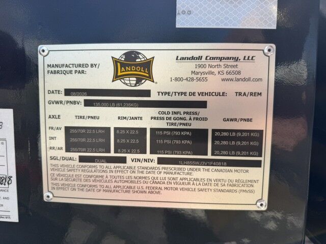 2027 No Make Landoll 855F Detachable Trailer 55 Ton Capacity (110,000 lbs.) Miami FL