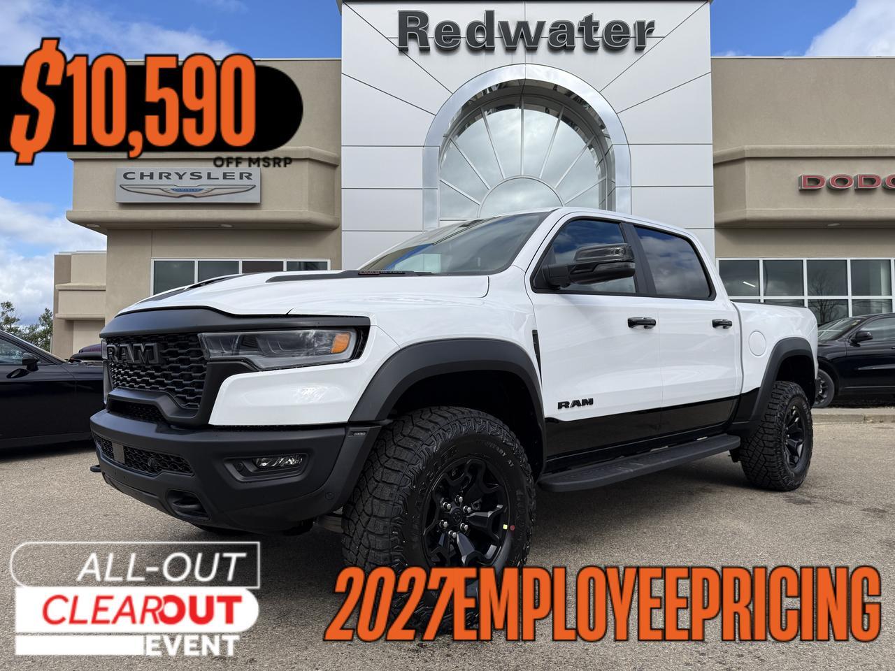 2027 Ram 1500 RHO Crew Cab 4x4 | 3L Twin Turbo | Bright White | Black Premium Leather | Pano Sunroof | NAV