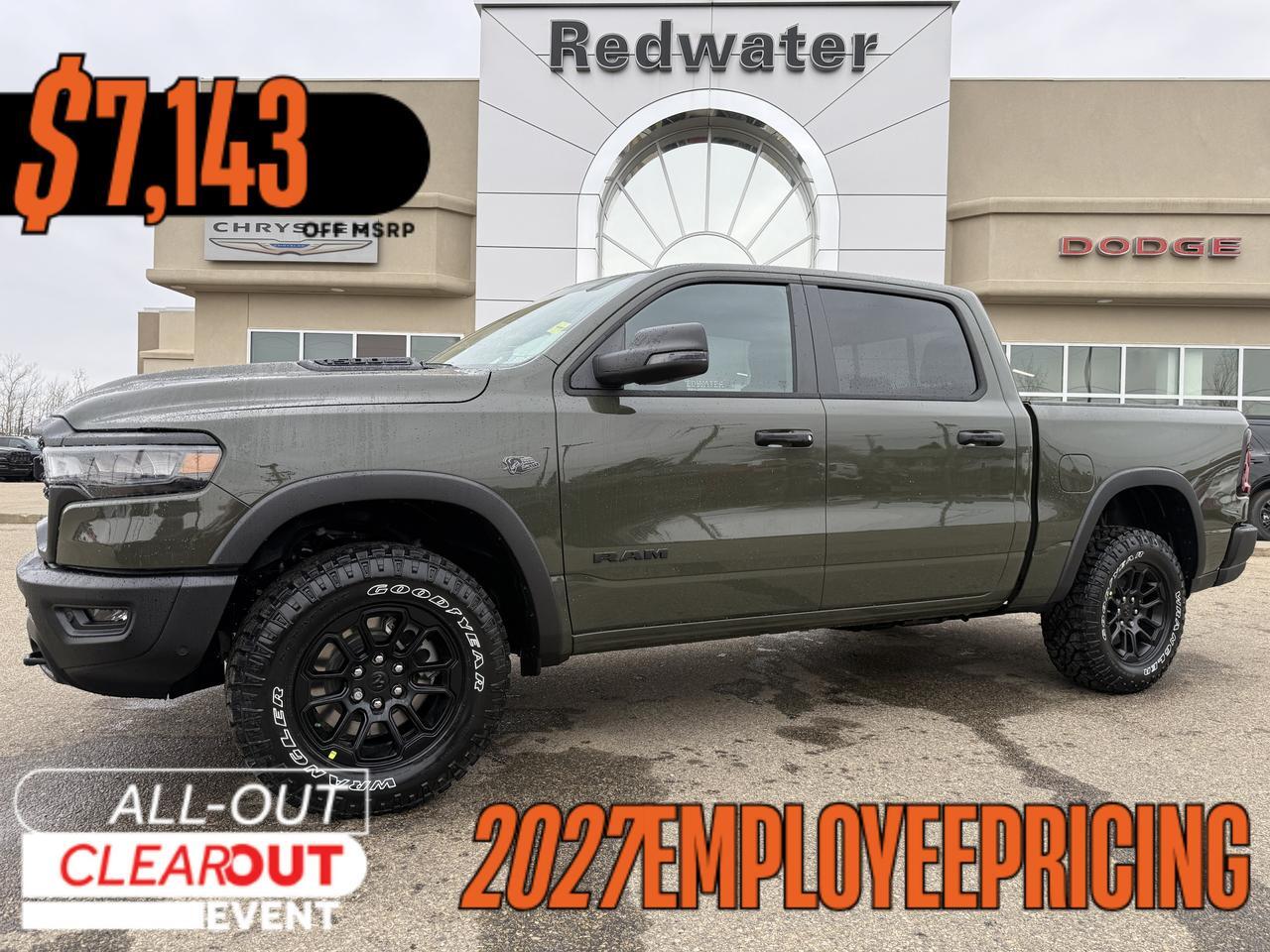 2027 Ram 1500 Rebel Crew Cab 4x4 | Tank Exterior | HEMI V8 | NAV | 12IN Display | Bilstein Shocks | Remote Start