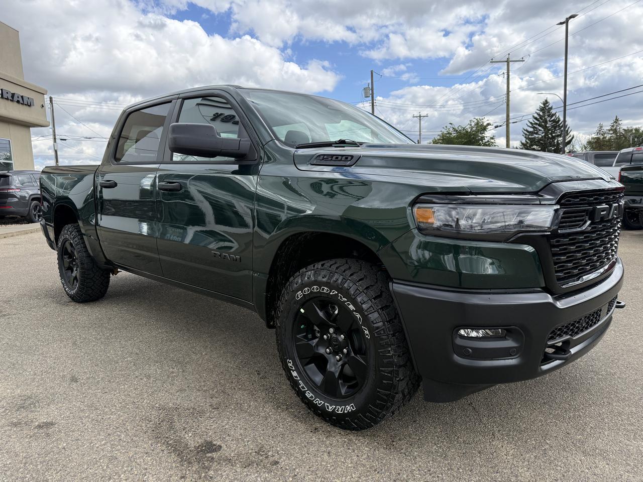 2027 Ram 1500 Tradesman Quad Cab 4x4 | V6 | Serrano Green | Black Cloth Bench Seat | Trailer Brake Control Redwater AB
