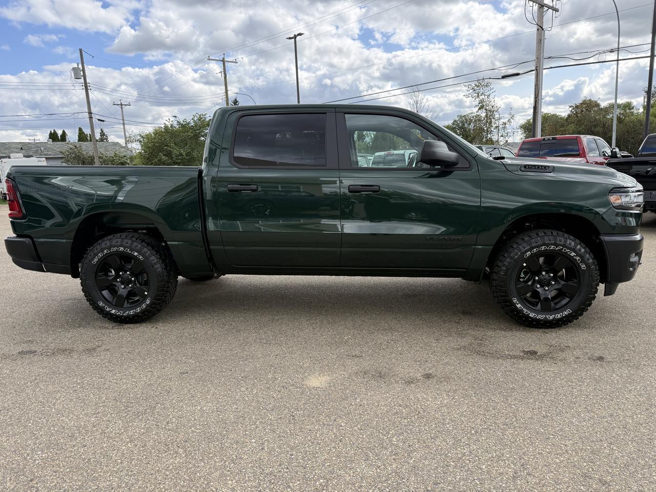 2027 Ram 1500 Tradesman Quad Cab 4x4 | V6 | Serrano Green | Black Cloth Bench Seat | Trailer Brake Control Redwater AB
